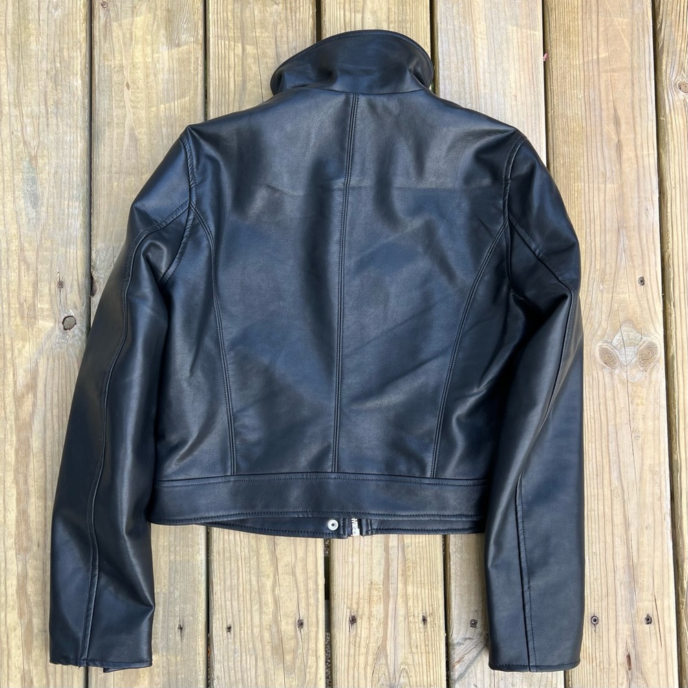 Blank NYC Faux Black Leather Full Zip Moto Jacket NWOT Sz M Lined Mob Wife - Picture 9 of 16